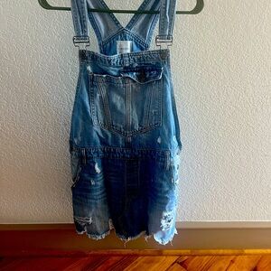 Blue jeans overalls mini skirt